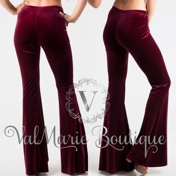 Burgundy Velvet Bellbottoms - Picture 3 of 3
