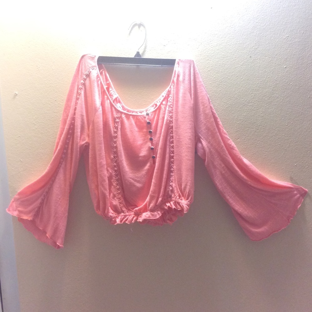 Coral AE boho crop top