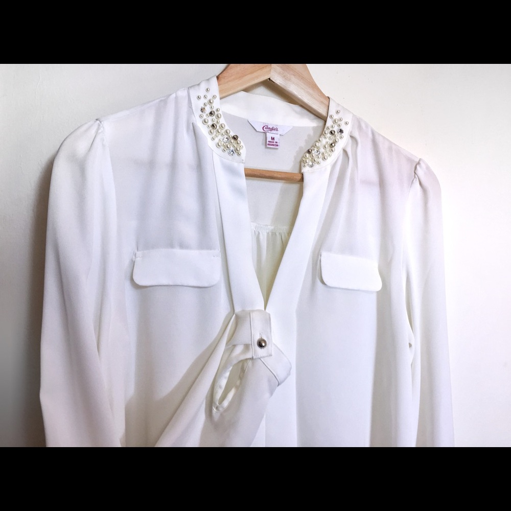 🎏SALE 🍁Dressy Office Blouse Pearls NWOT