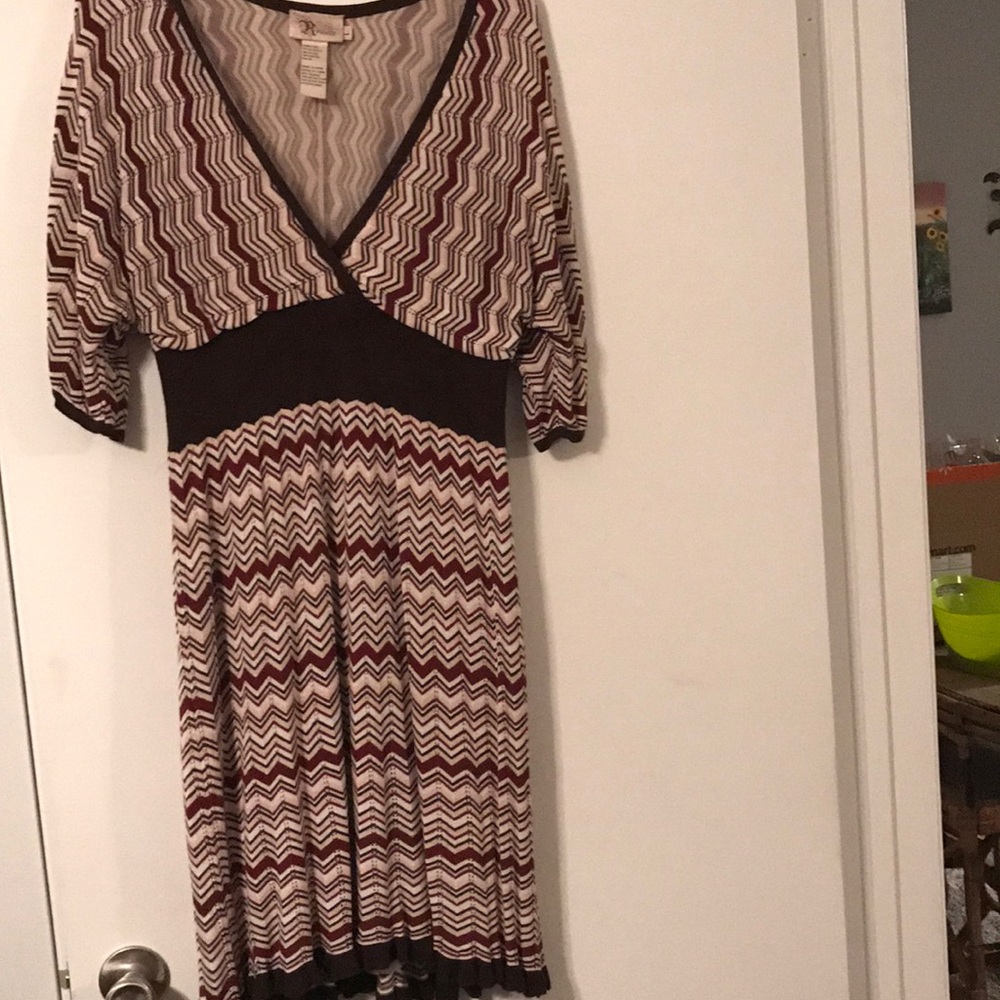 Brown cream patterned dress