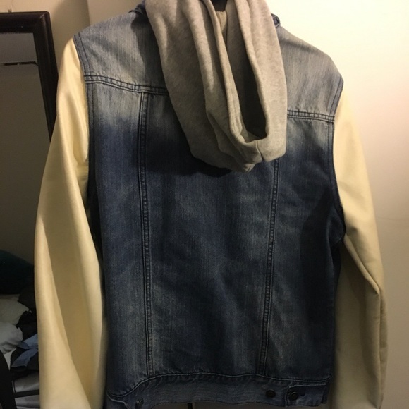 Men's Leather/Denim Varsity Jacket - Picture 2 of 2