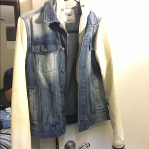 Men's Leather/Denim Varsity Jacket