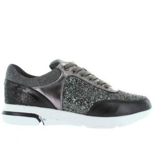 Wanted Gray/Black & White Glitter Sneakers Size 8
