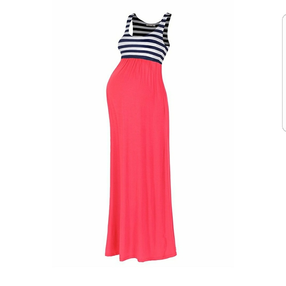 Coral maxi dress (maternity)