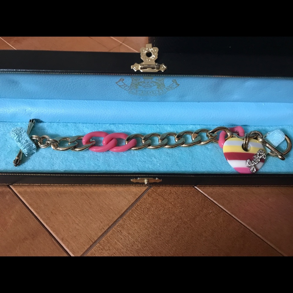 Juicy Couture link bracelet pink gold rhinestone