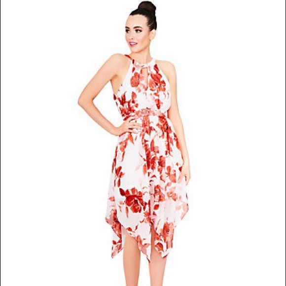 Betsey Johnson Dresses & Skirts - Betsey Johnson Red Chiffon Halter Asymmetrical NWT
