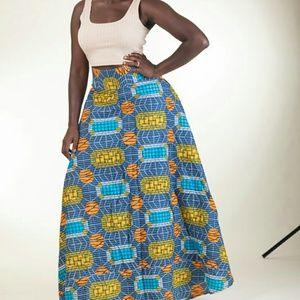 Authentic African Print maxi skirt with pockets