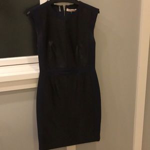 Rebecca Taylor navy dress with leather panels