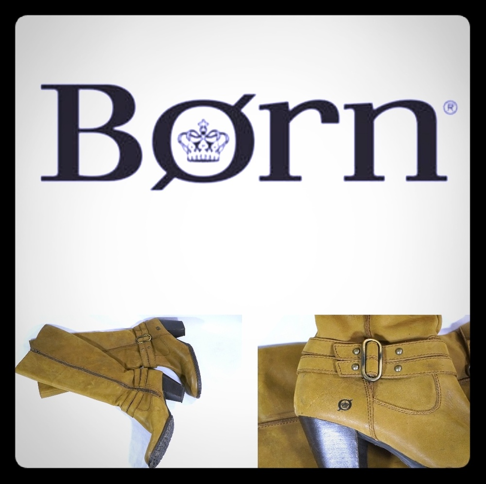 Born Knee High Nubuck Brown Leather Boots.