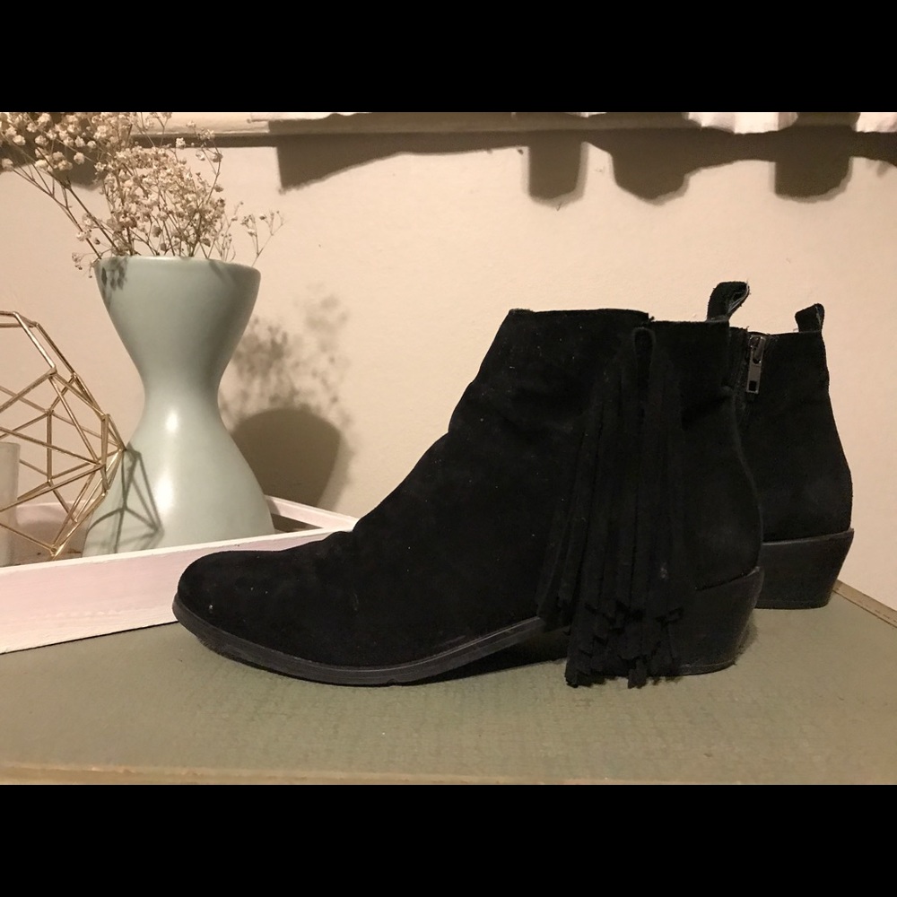 Fringe Black Booties