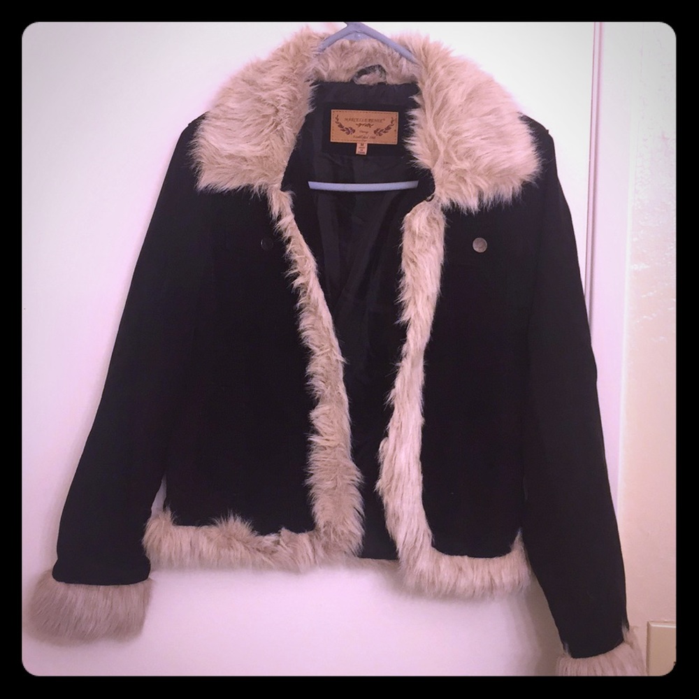 Black jacket with faux fur