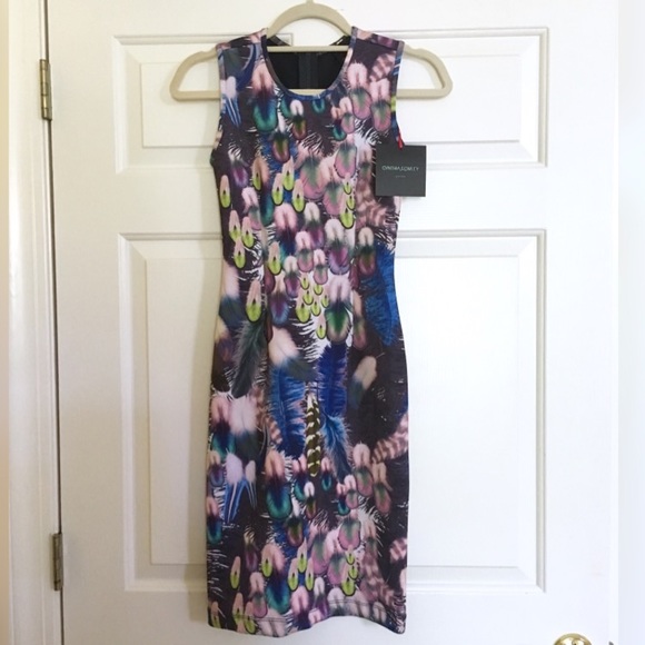 Cynthia Rowley Scuba Dress Feather Print - Picture 2 of 8