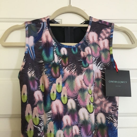 Cynthia Rowley Scuba Dress Feather Print - Picture 5 of 8