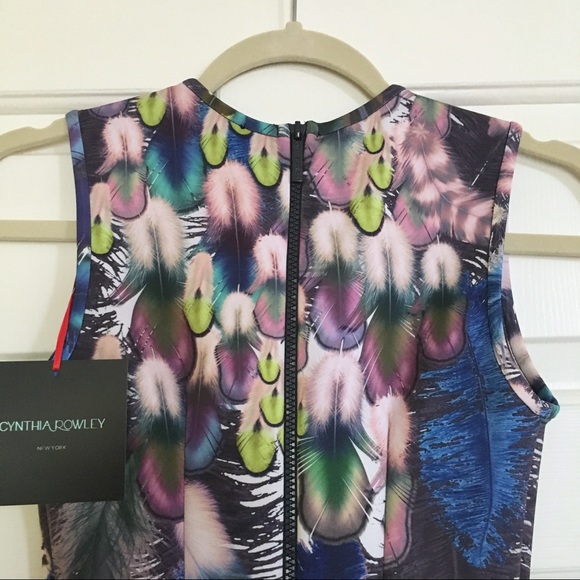 Cynthia Rowley Scuba Dress Feather Print - Picture 6 of 8