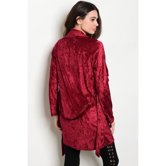 🆕Long sleeve wine velvet cardigan - Picture 2 of 2