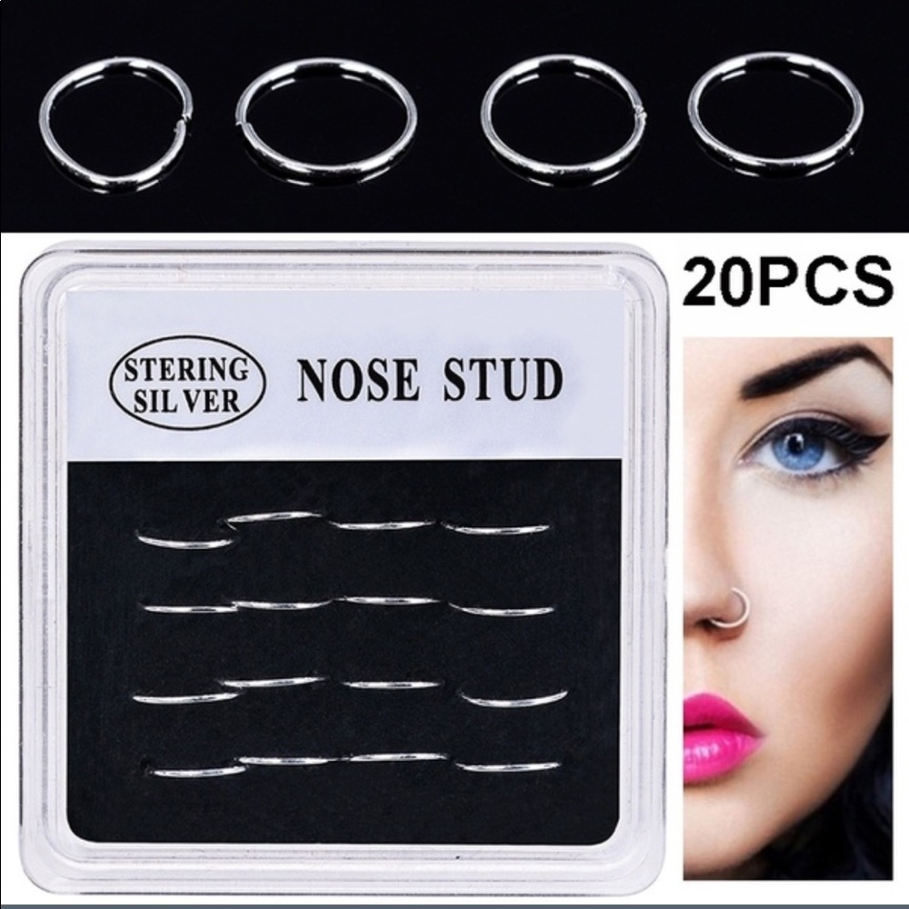 Silver hoop nose ring