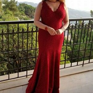A stunning red maxi Adrianna Papell dress