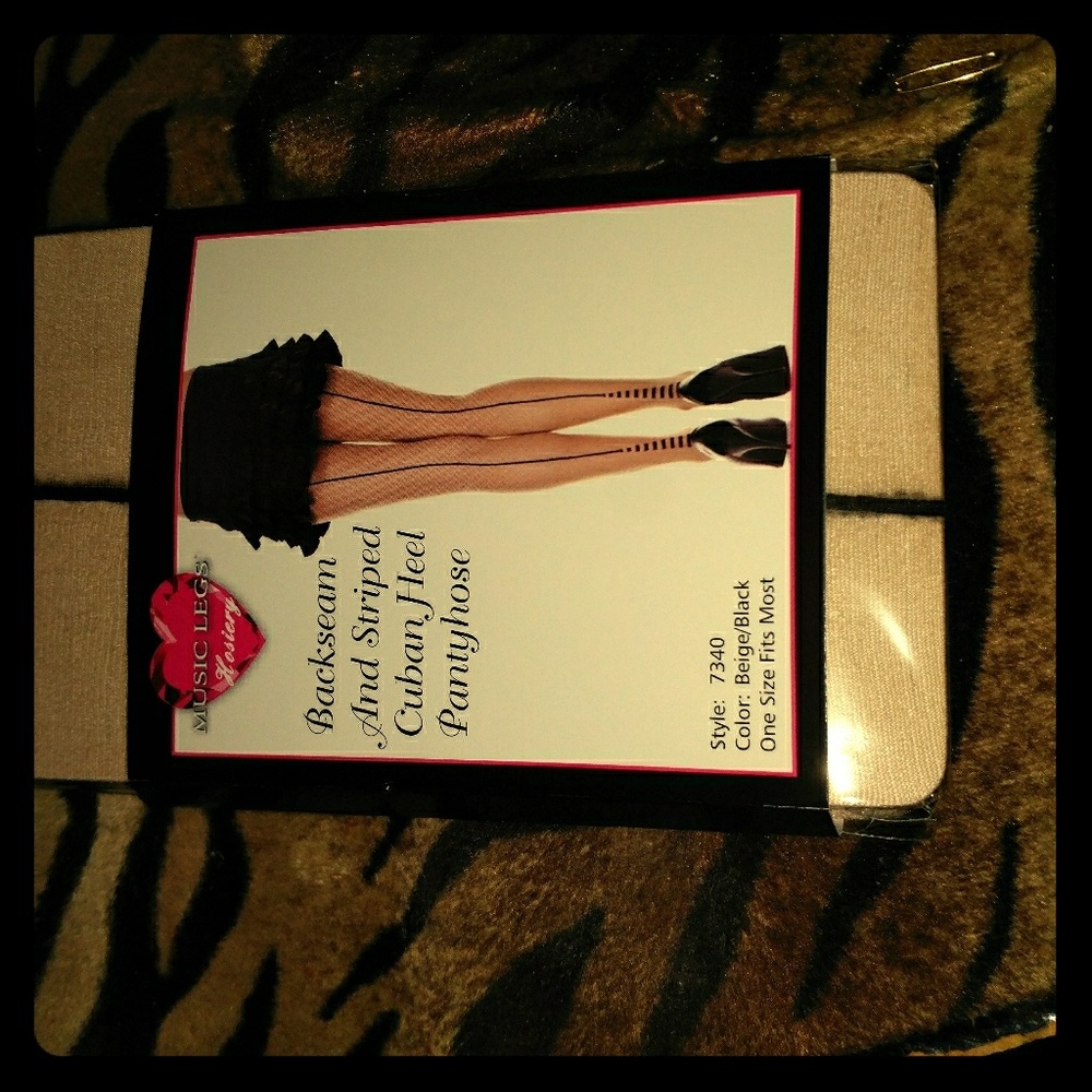 Backseam and striped cuban heel vintage panty hose
