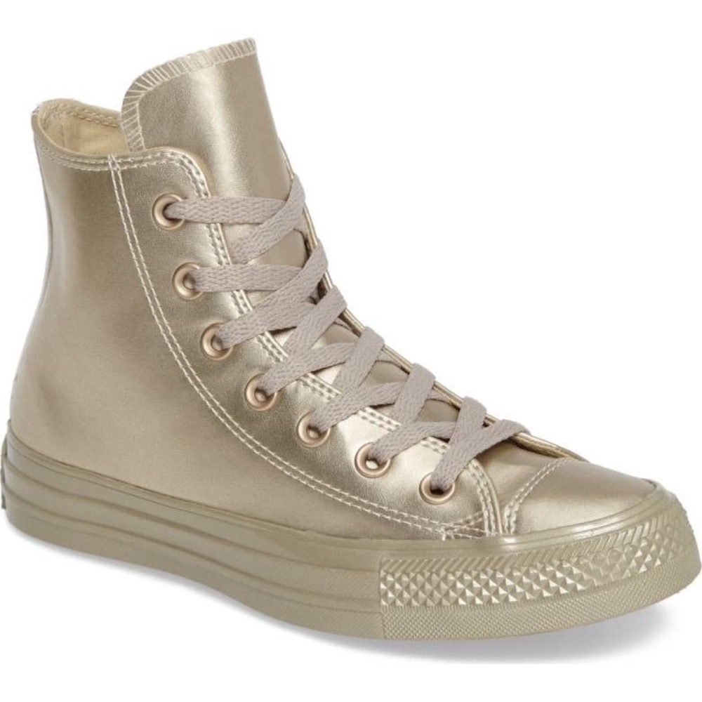 Converse Gold Metallic "Rubber" High Top Sneakers