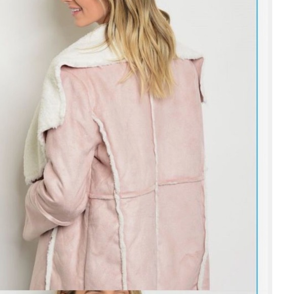 🎉HP 🎉LIGHT PINK faux suede shearling jacket coat - Picture 3 of 5