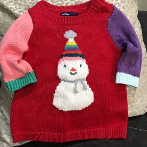 GAP Snowman Sweater Dress Size 0-3 Months