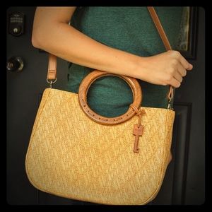 Fossil Straw Weaved Purse