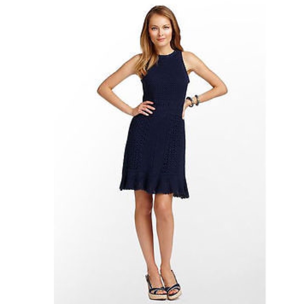 Lilly Pulitzer Molly Navy Harbor Crocheted Dress