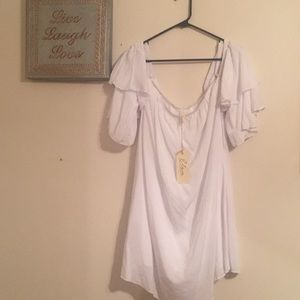 White off the shoulder ruffle dress