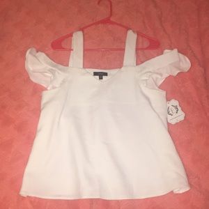 White cold shoulder top