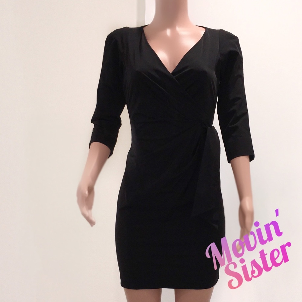 DVF Oletta Wrap Dress, SZ 4, Black, NWOT