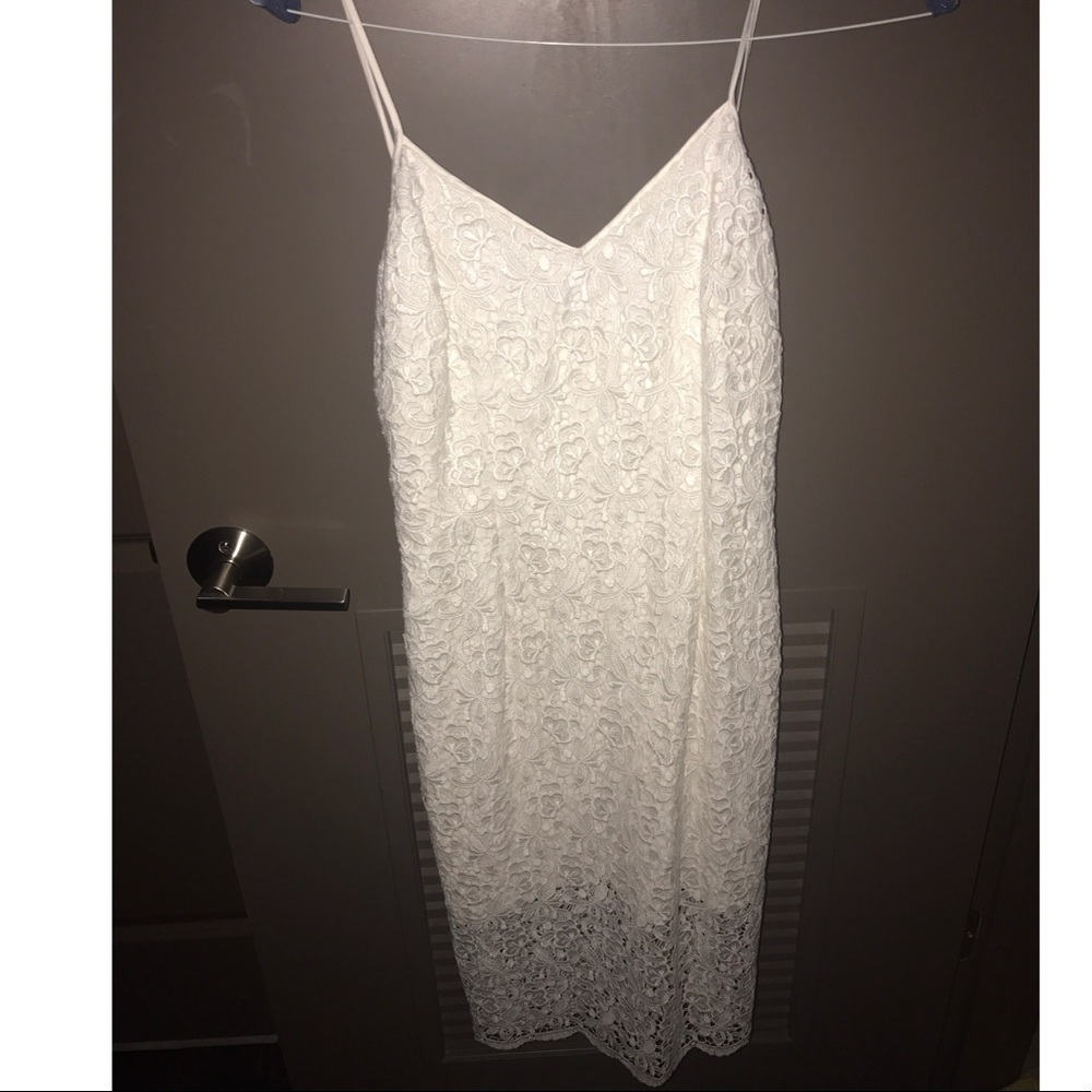 White lace mid slip dress