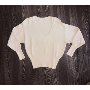 Oversized deep v sand colored sweater FP sz S