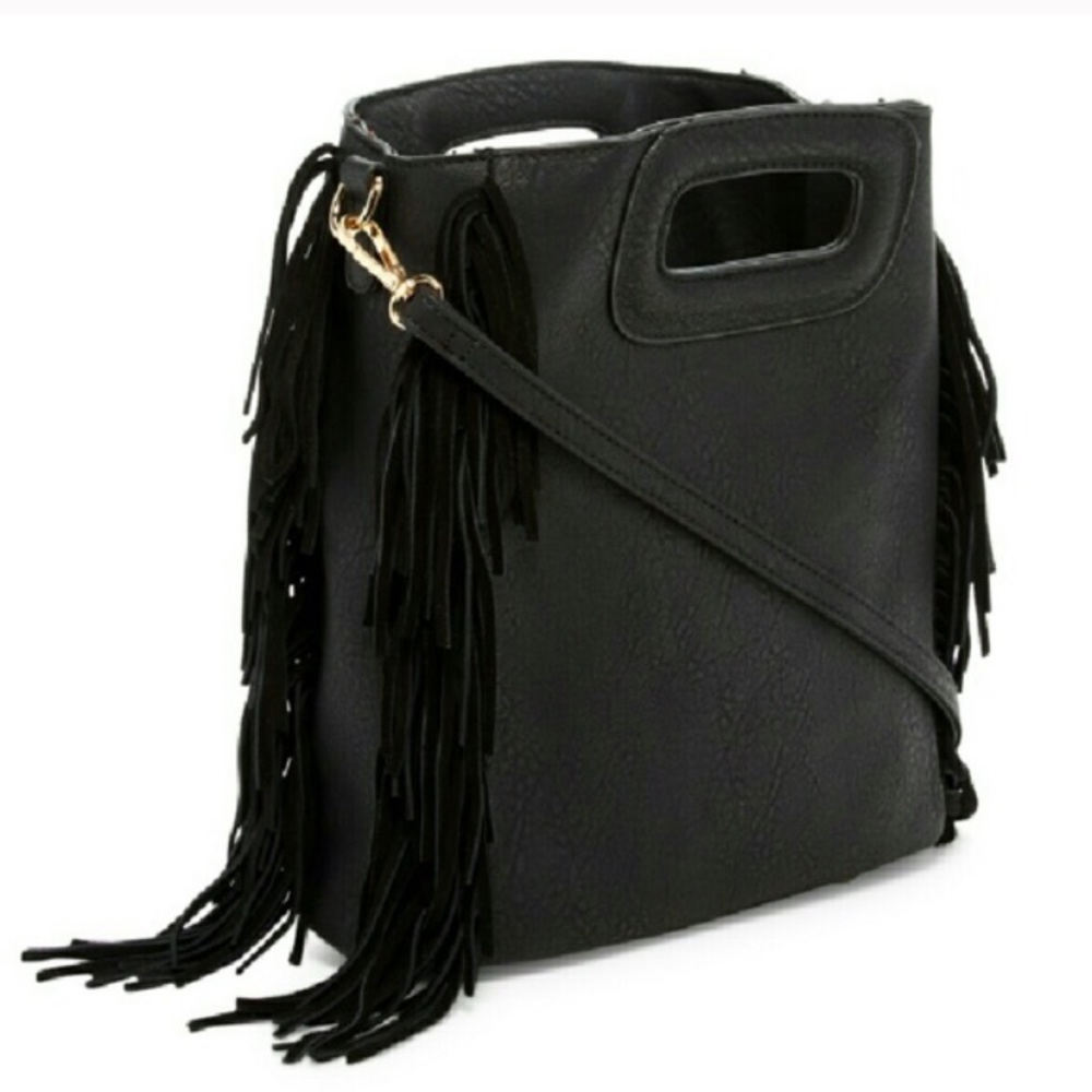 Last 1! πBlack Fringe Handbag - Picture 2 of 5