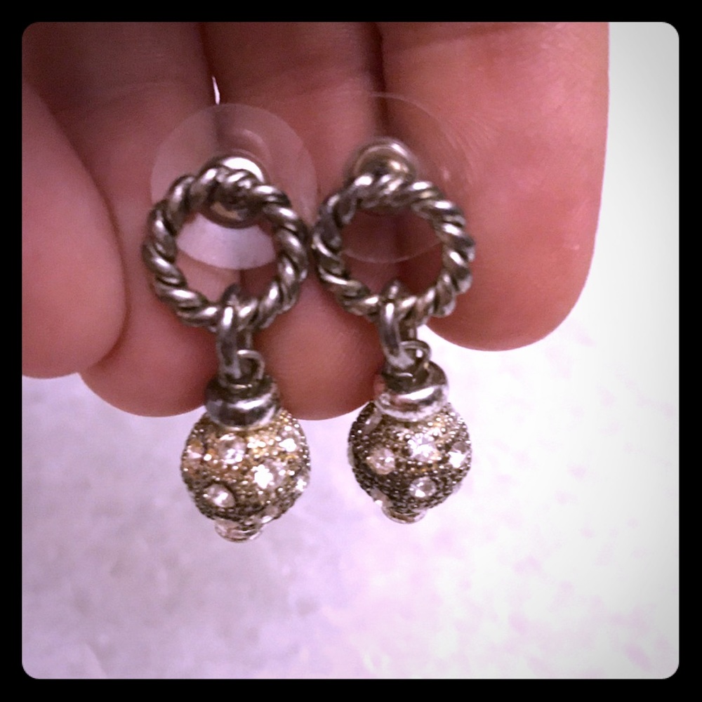 Silver hoop earrings with silver disco balls