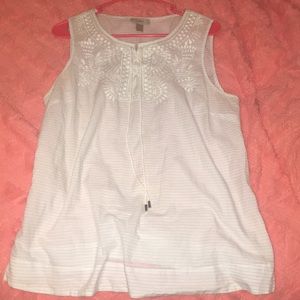 Blue & white striped sleeveless tunic