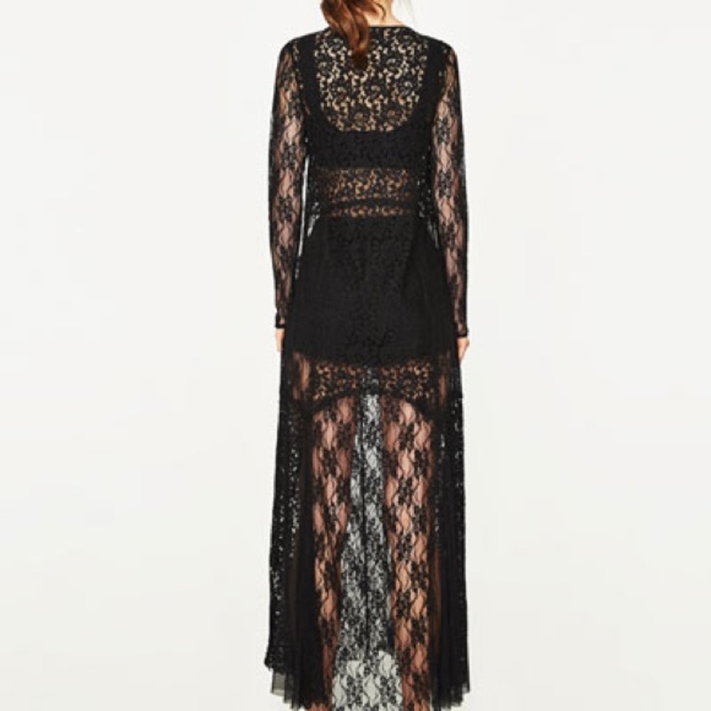 Zara TRF black long lace dress NWT - Picture 4 of 6
