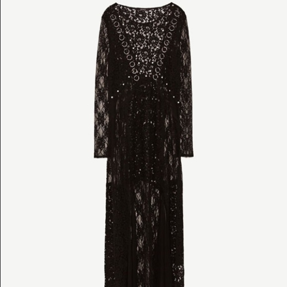 Zara TRF black long lace dress NWT - Picture 6 of 6