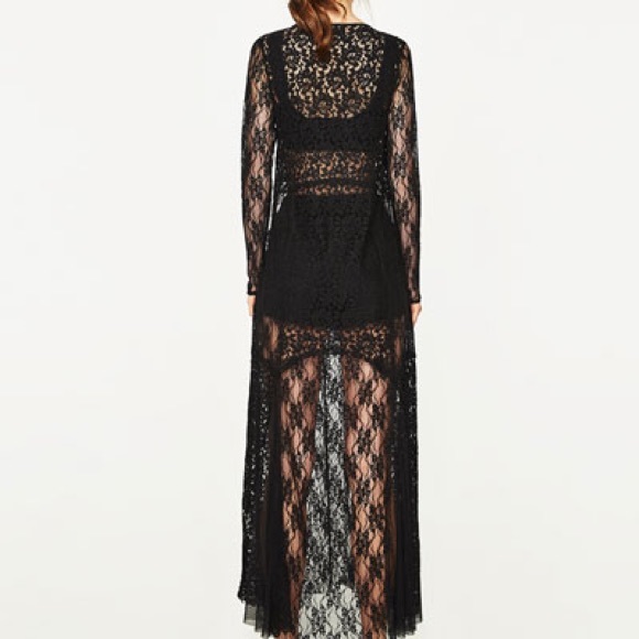 Zara TRF black long lace dress - Picture 4 of 6