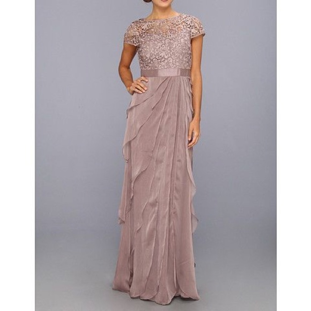 NWT Adrianna Papell Evening Dress Sz10 Dark Nude Mocha - Picture 1 of 3