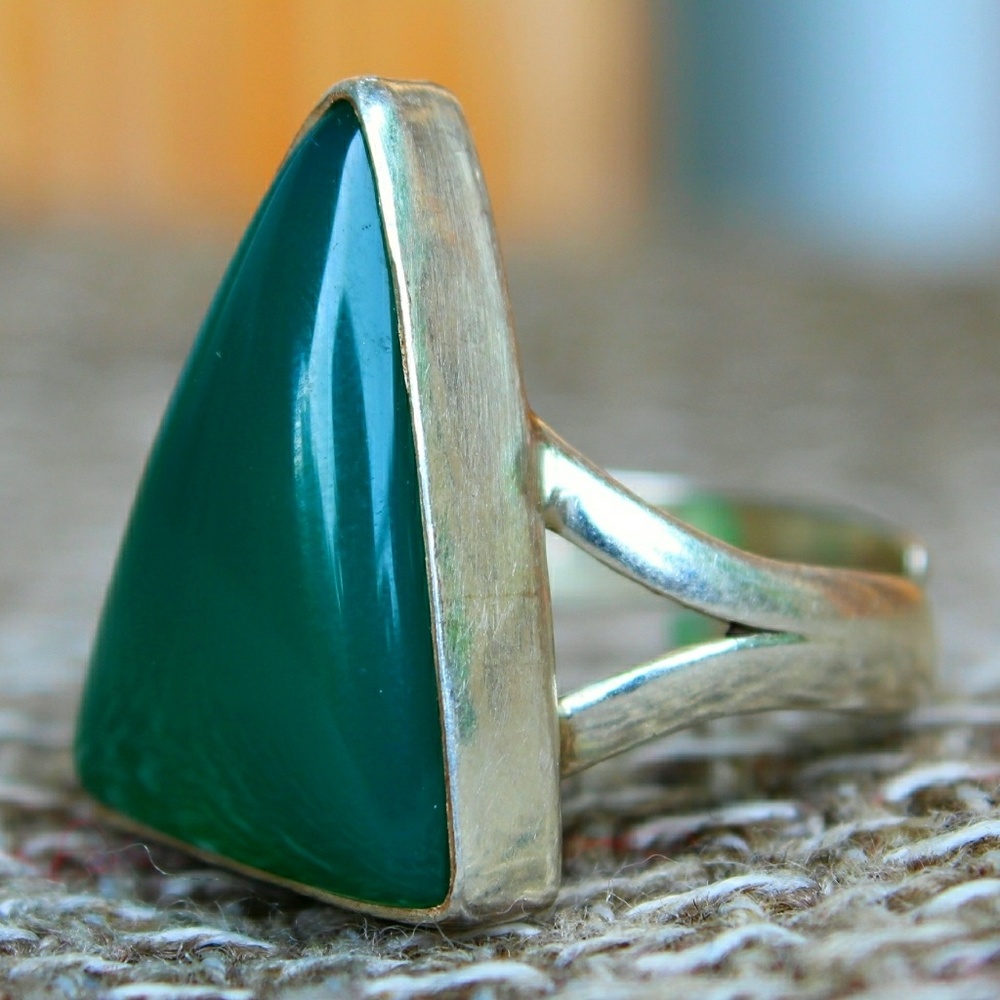 Sterling Silver Handmade Ring Jade Stone 925