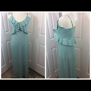 Cute green and white stripe maxi dress