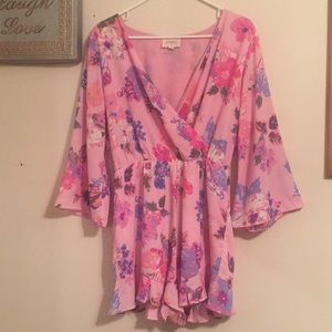Pink floral romper