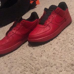Red and black Air Force 1s