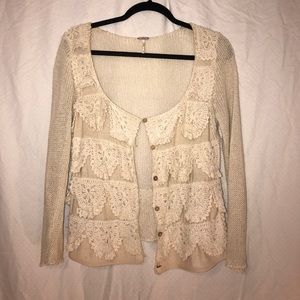 Free People White Lace Cardigan