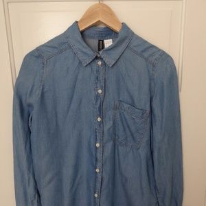 Blue Button Up Collard Shirt