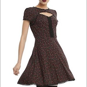 NWOT Black&Red Mini Roses Rockabilly Dress