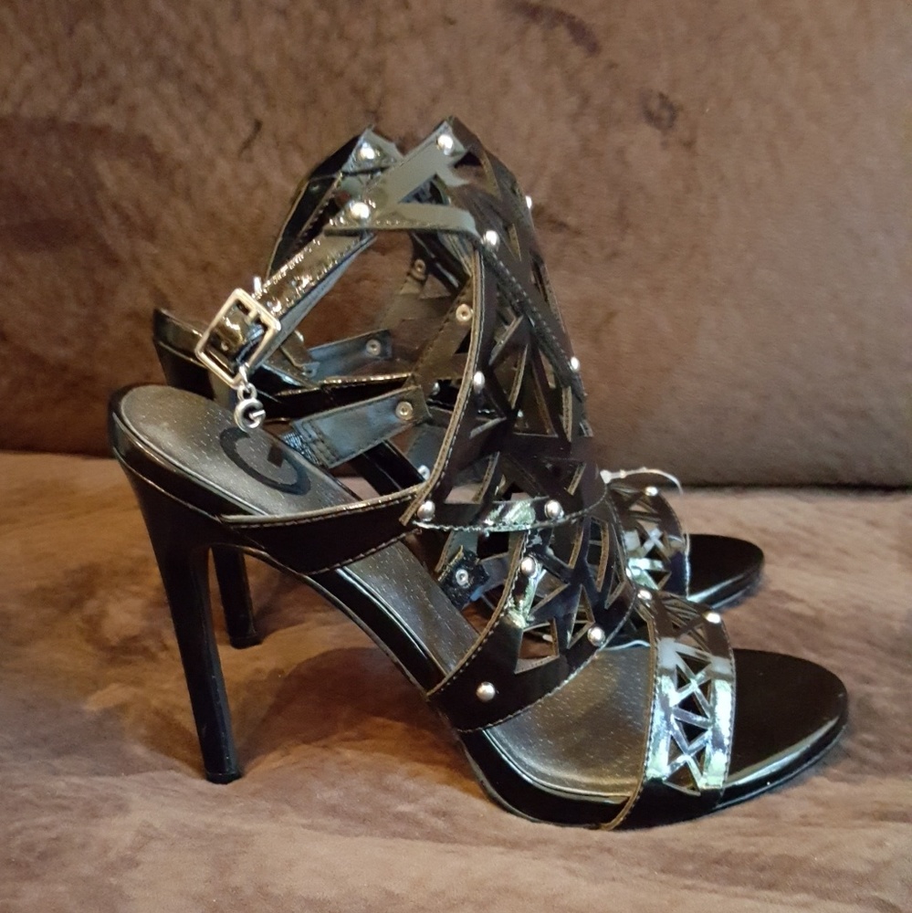 G by Guess Black Patent Leather Stiletto Heels