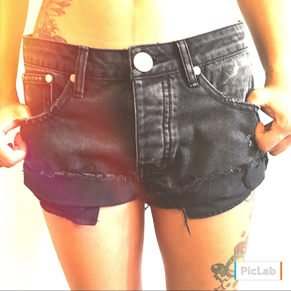 Forever 21 Black Cuffed Distressed Denim Shorts