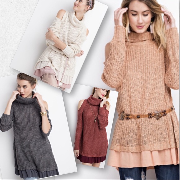 NEW ARRIVAL APRICOT RUFFLED TUNIC/SWEATER - Picture 2 of 5