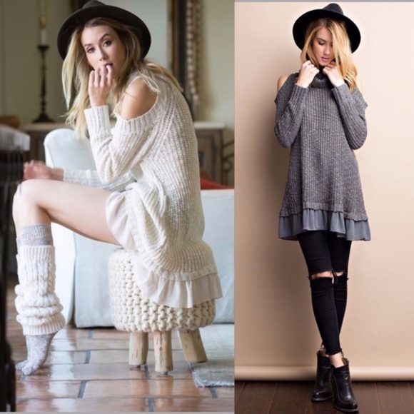 NEW ARRIVAL APRICOT RUFFLED TUNIC/SWEATER - Picture 3 of 5